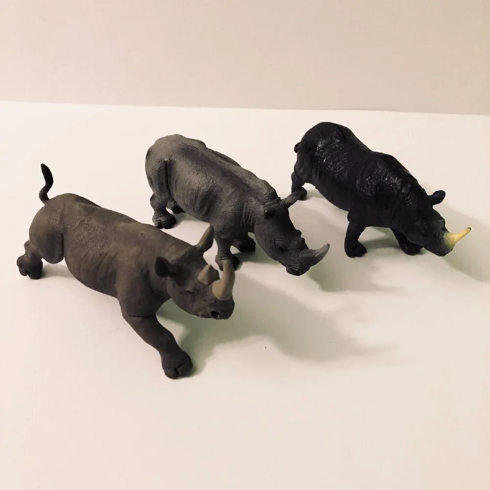 Lot of 3 Assorted Rhino Rhinoceros Figures Mojo Safari LTD